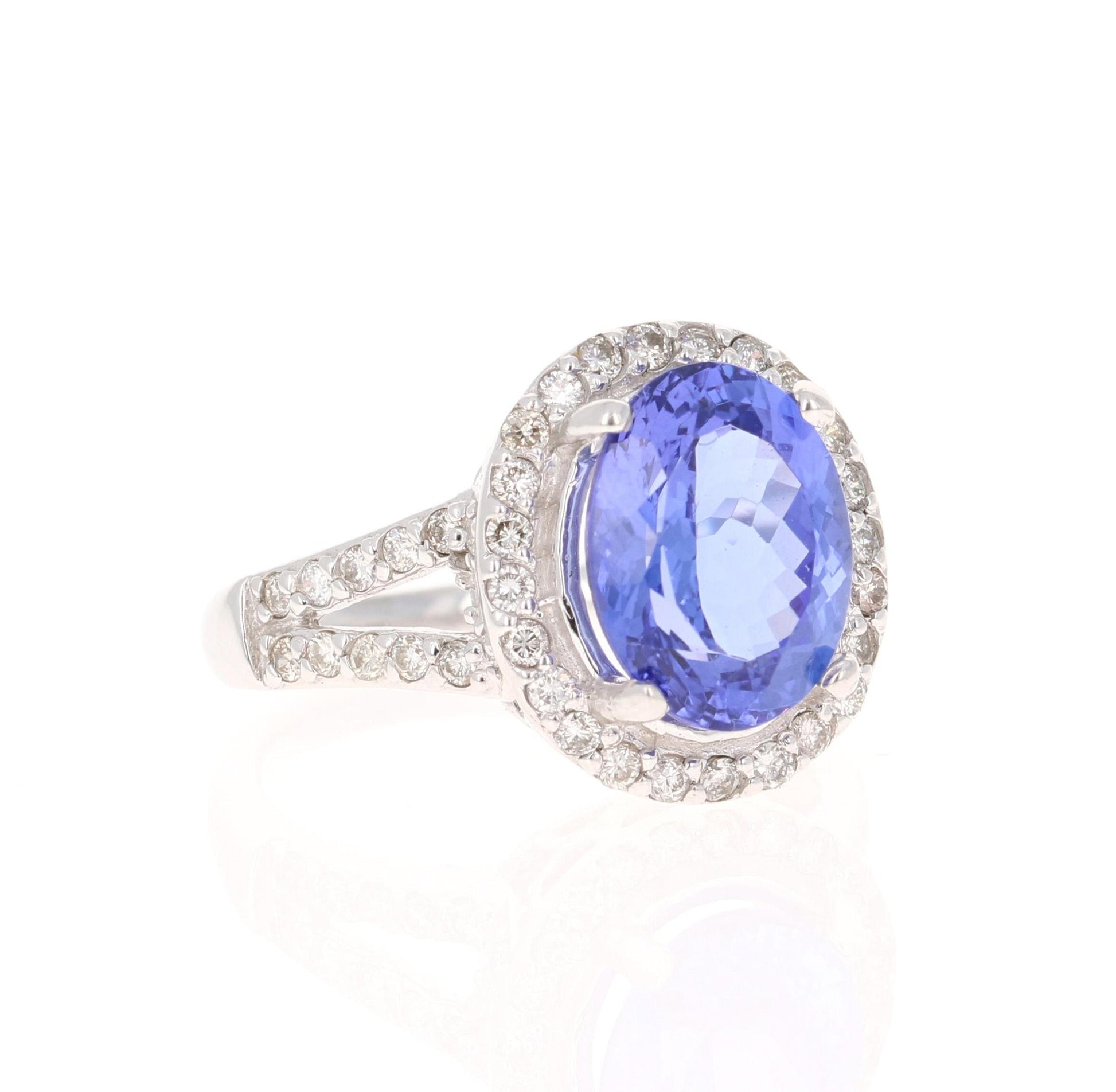 4.89 Carat Tanzanite Diamond 14 Karat White Gold Ring
