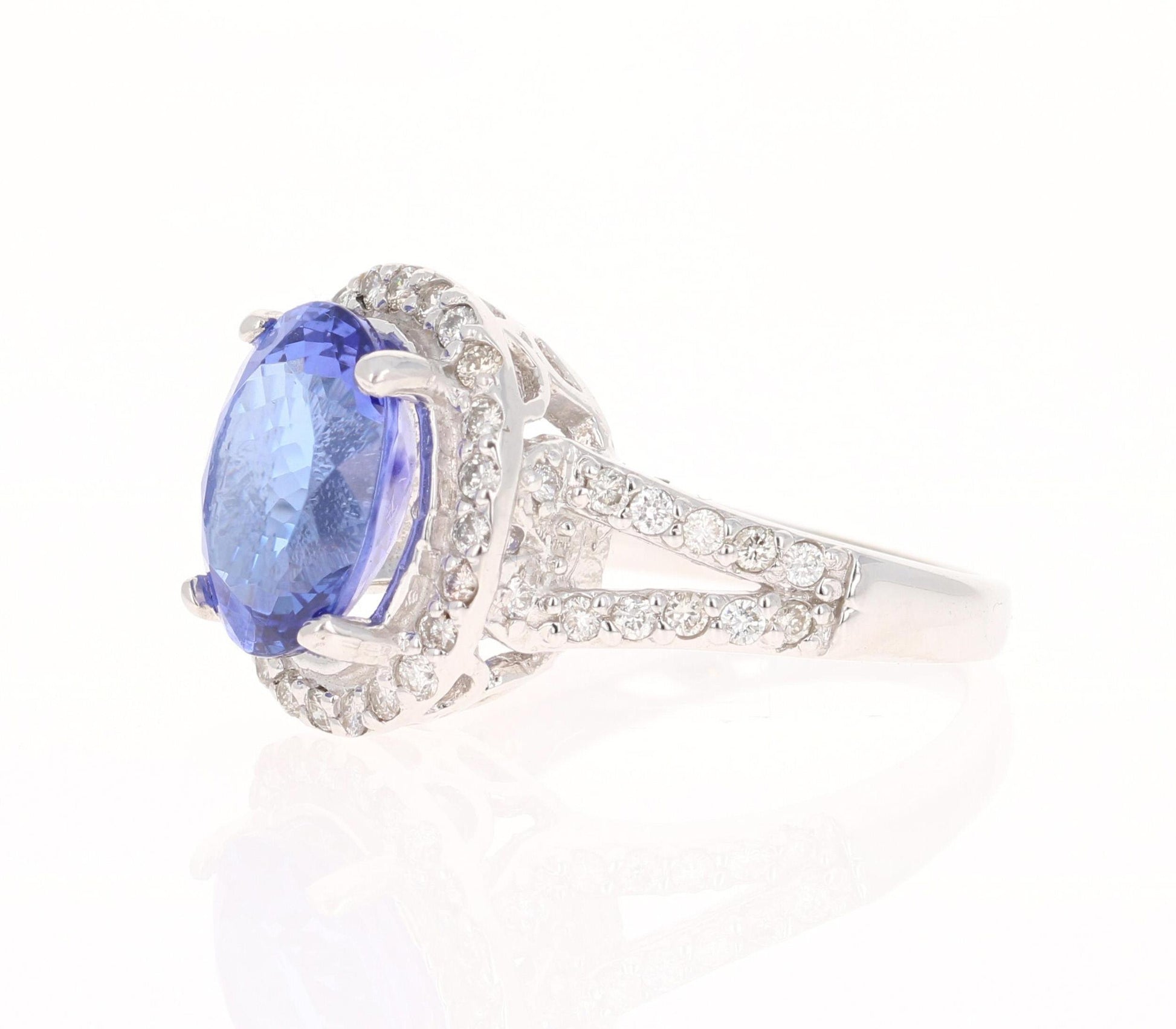 4.89 Carat Tanzanite Diamond 14 Karat White Gold Ring