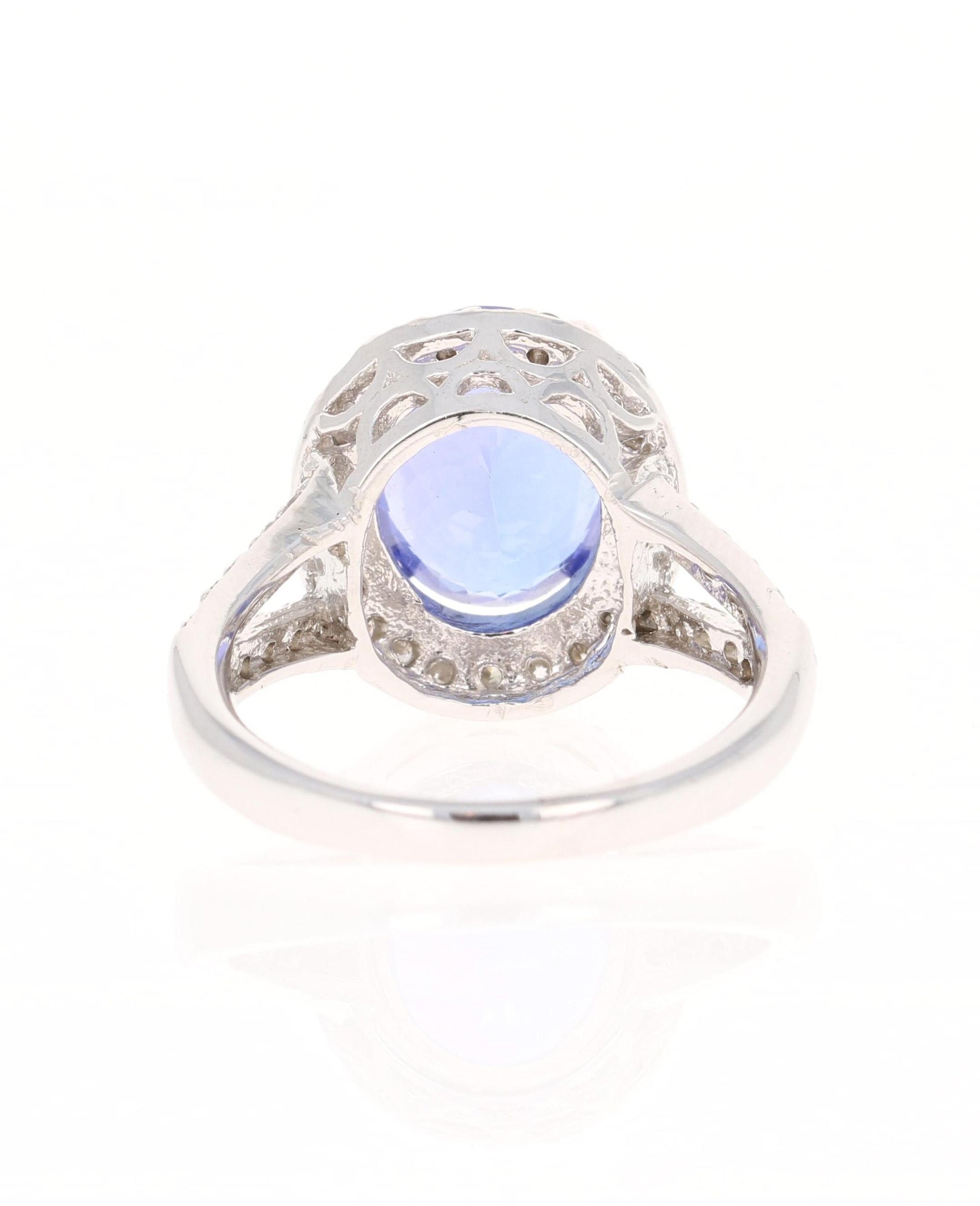 4.89 Carat Tanzanite Diamond 14 Karat White Gold Ring