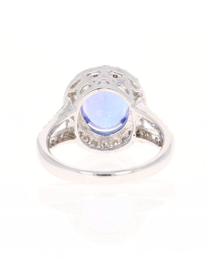 4.89 Carat Tanzanite Diamond 14 Karat White Gold Ring