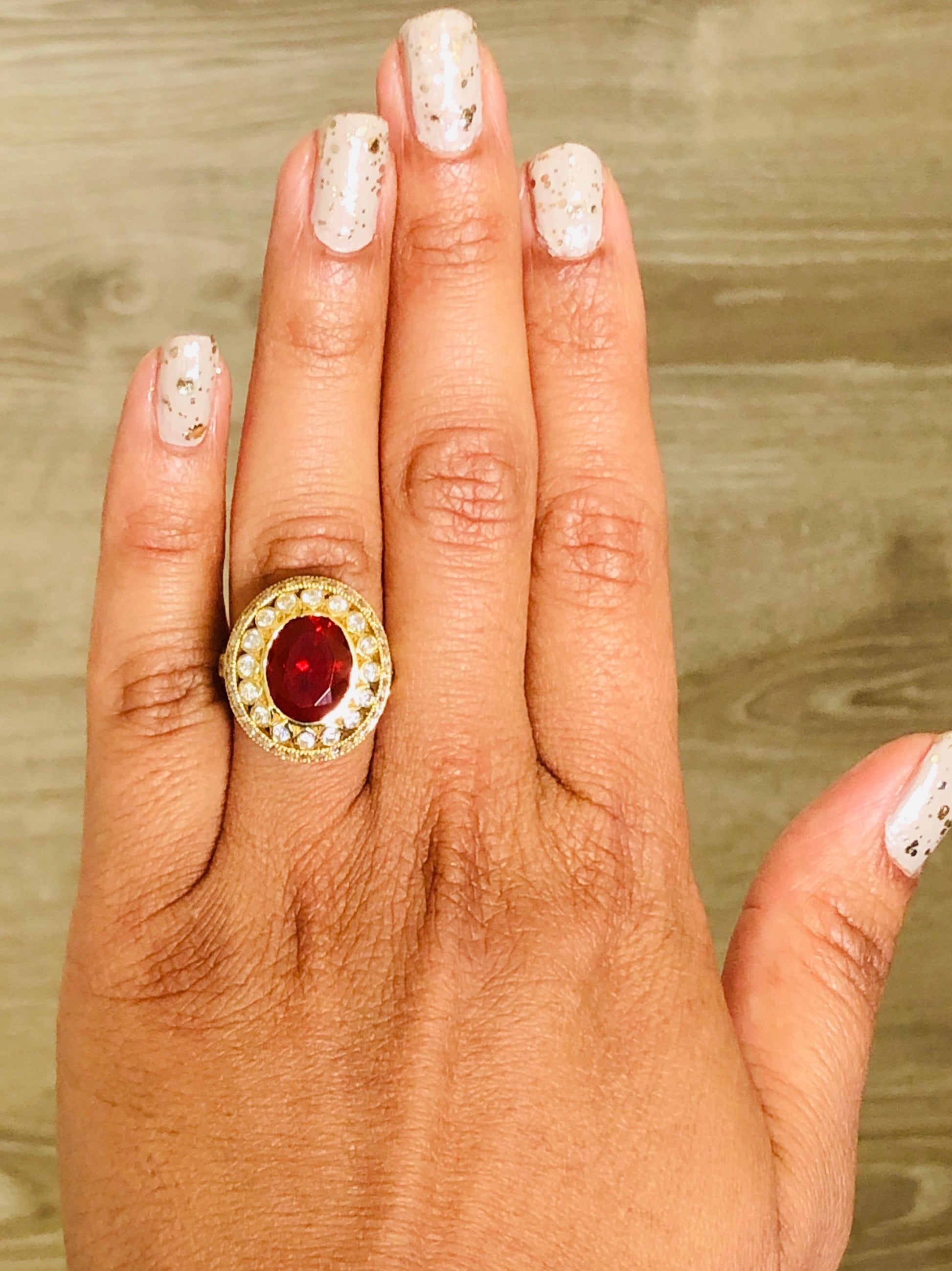 4.90 Carat Mexican Fire Opal Diamond 18 Karat Yellow Gold Cocktail Ring