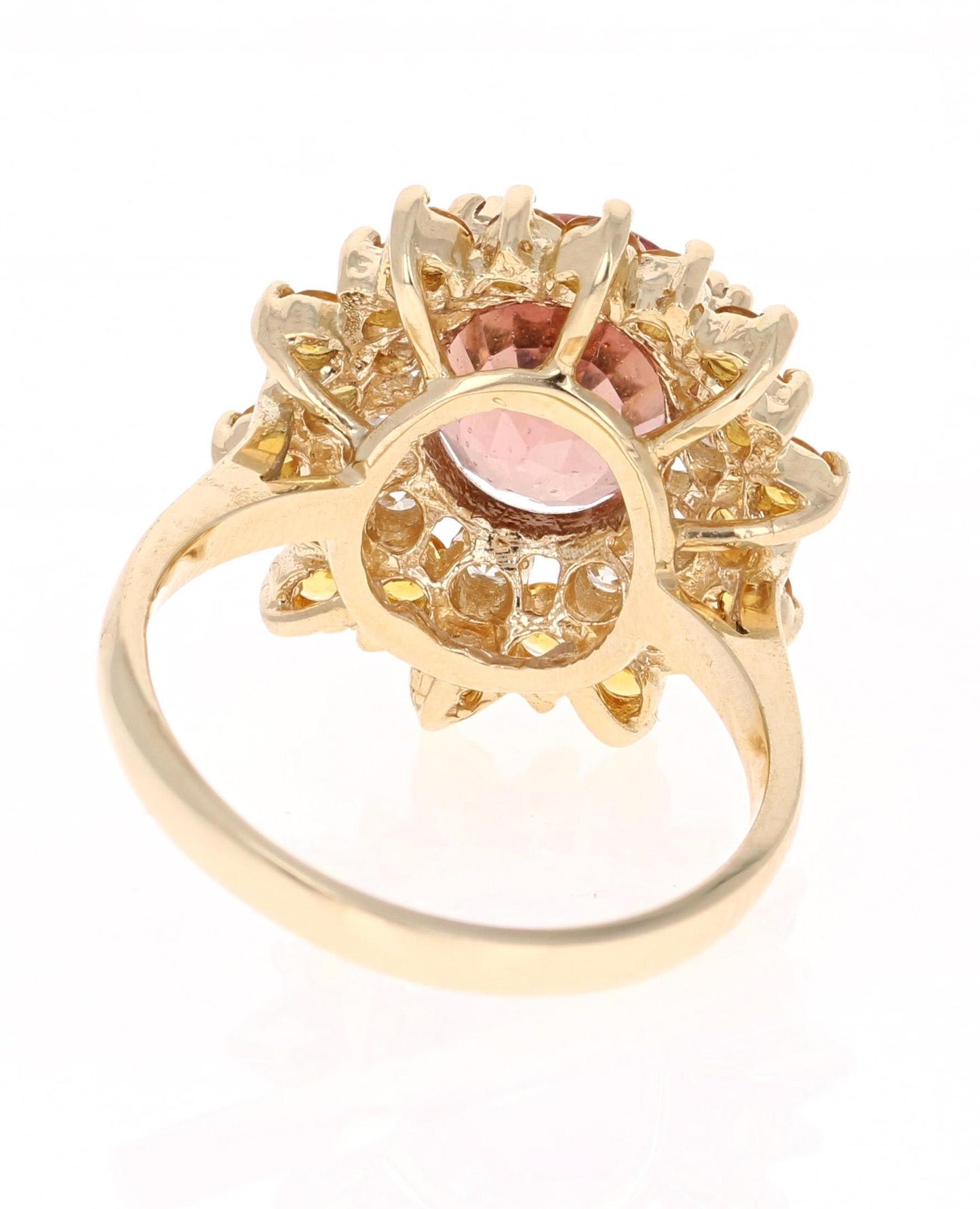 4.91 Carat Tourmaline Diamond 14 Karat Yellow Gold Ring