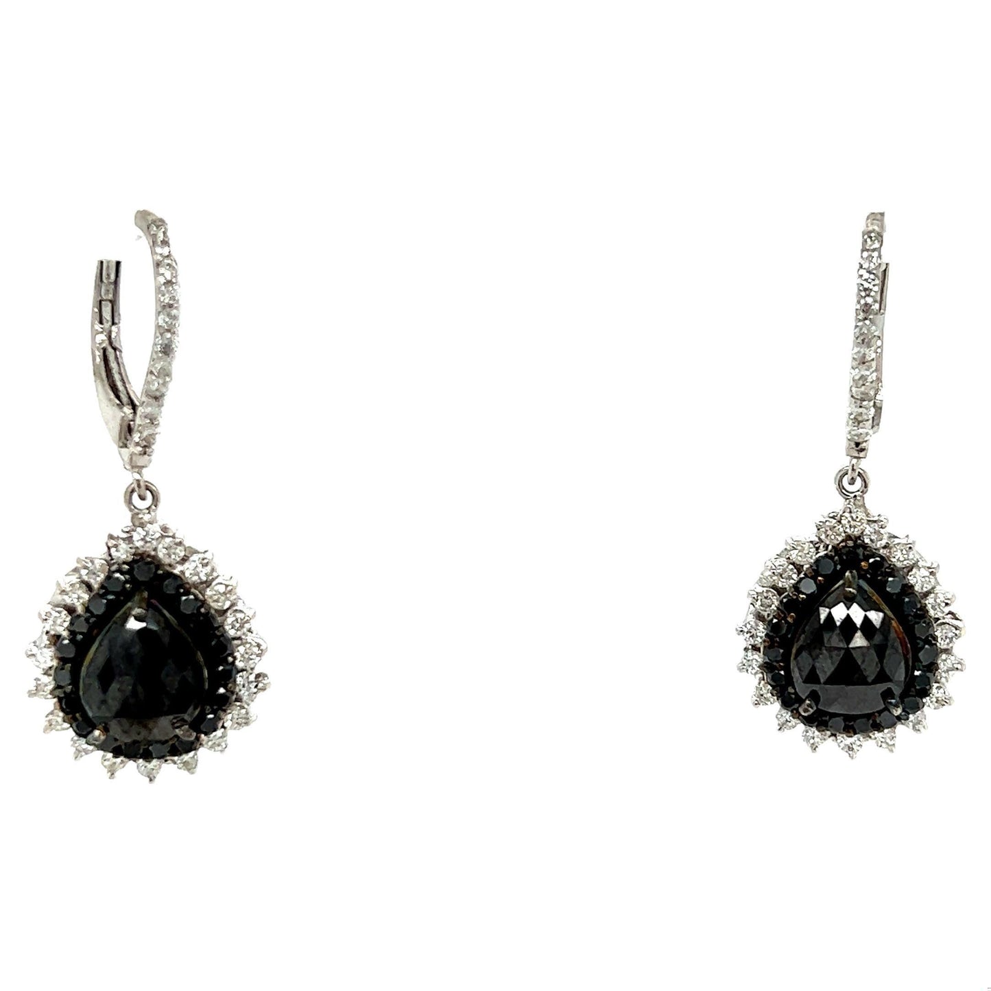 4.99 Carat Black Diamond White Gold Dangle Earrings