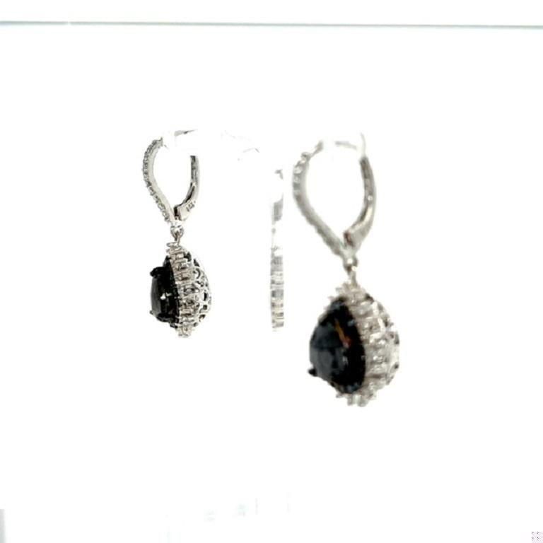 4.99 Carat Black Diamond White Gold Dangle Earrings