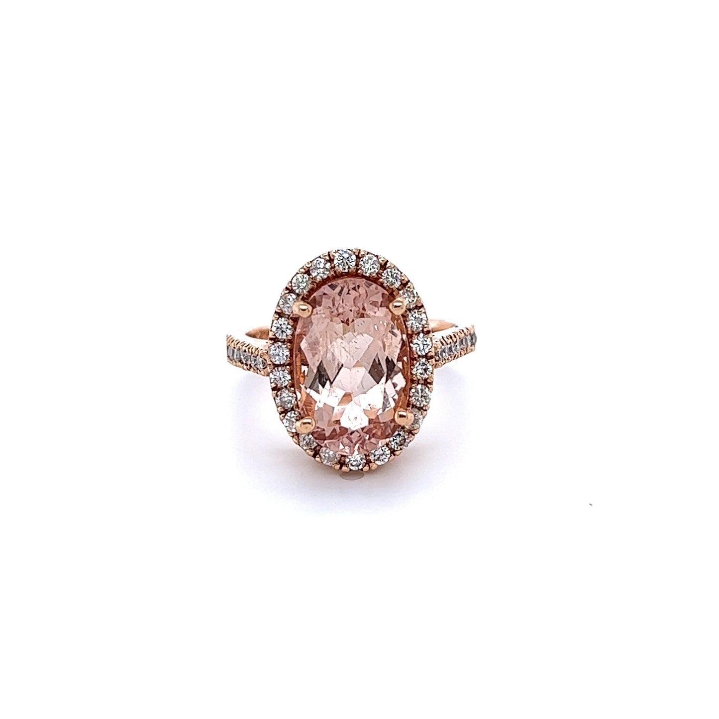 5.00 Carat Morganite Diamond Rose Gold Engagement Ring