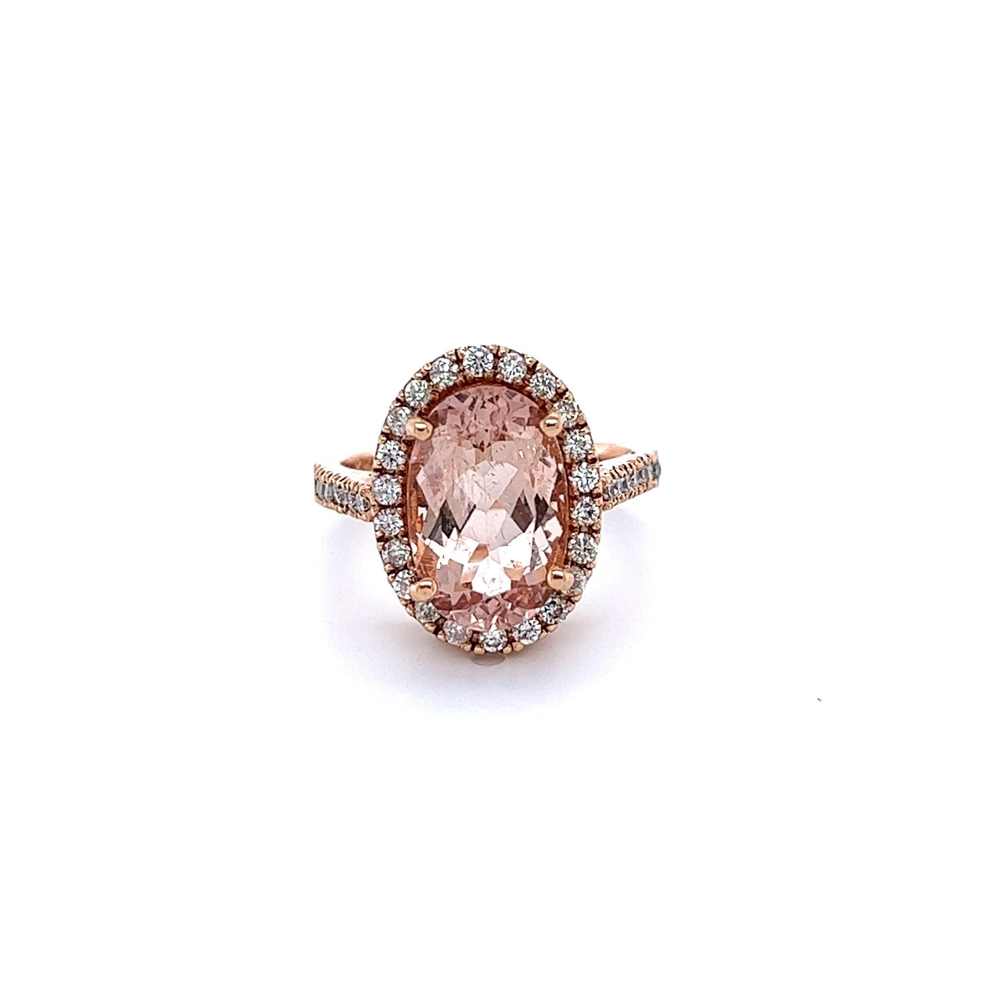 5.00 Carat Morganite Diamond Rose Gold Engagement Ring