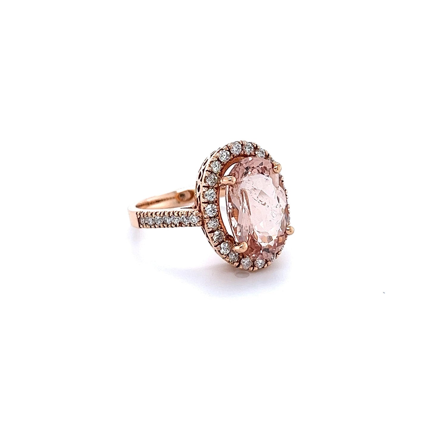 5.00 Carat Morganite Diamond Rose Gold Engagement Ring
