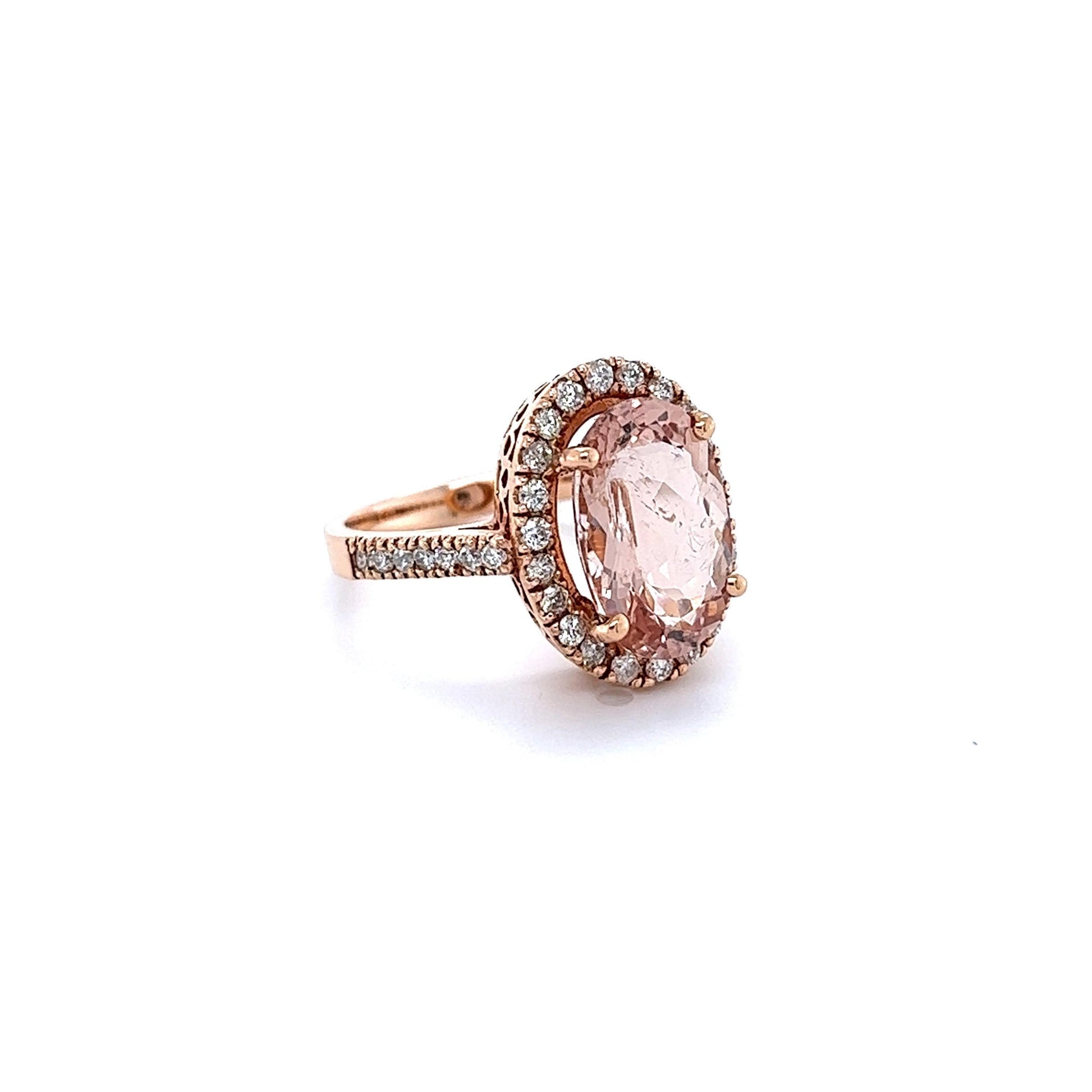 5.00 Carat Morganite Diamond Rose Gold Engagement Ring