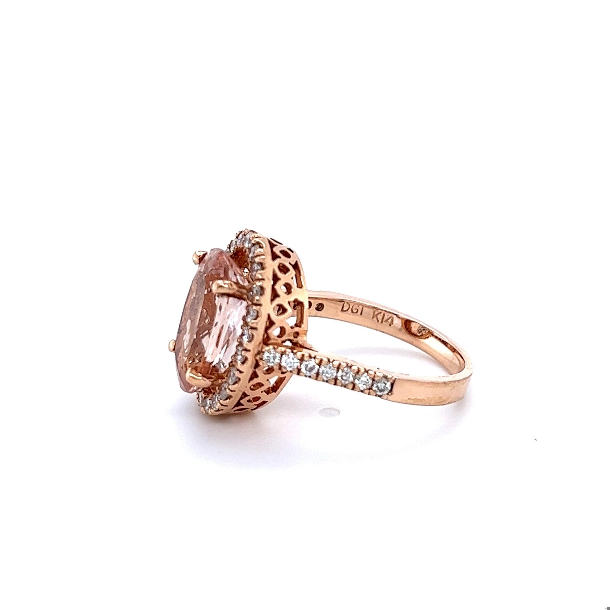 5.00 Carat Morganite Diamond Rose Gold Engagement Ring