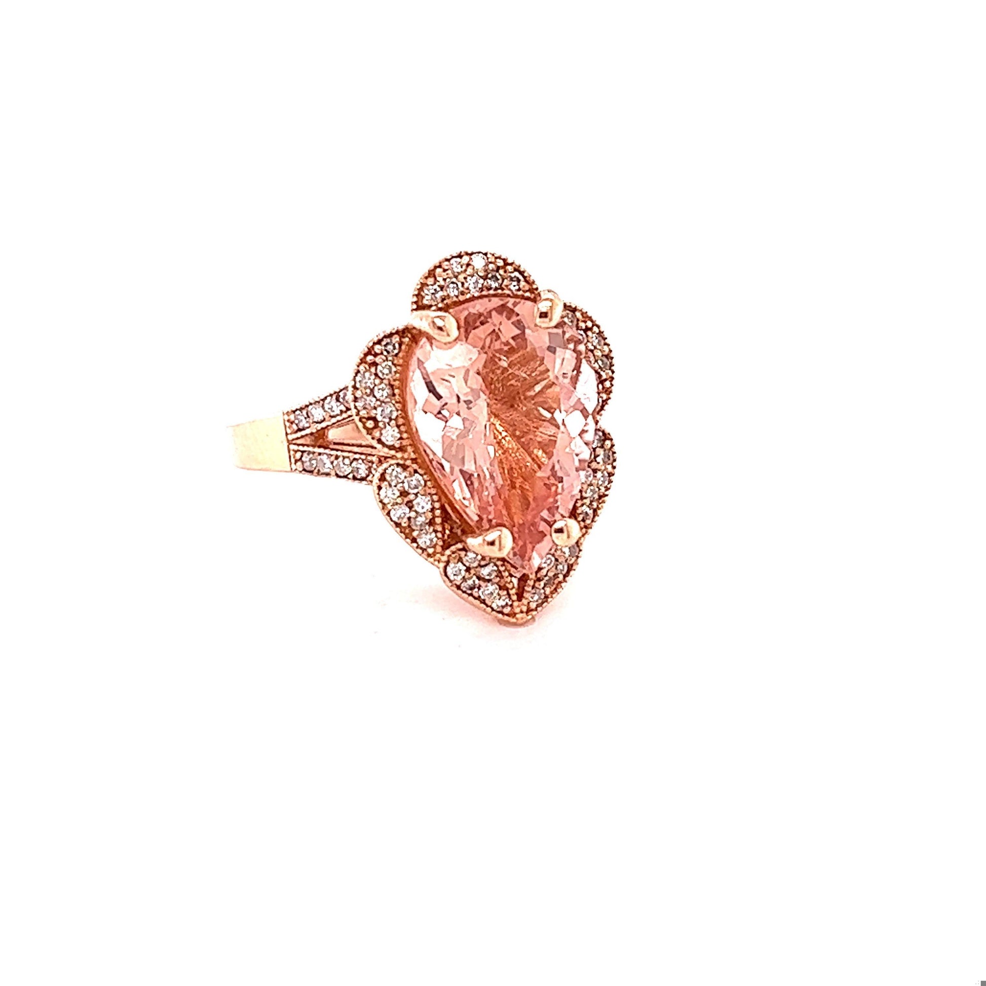 5.01 Carat Morganite Diamond Rose Gold Cocktail Ring