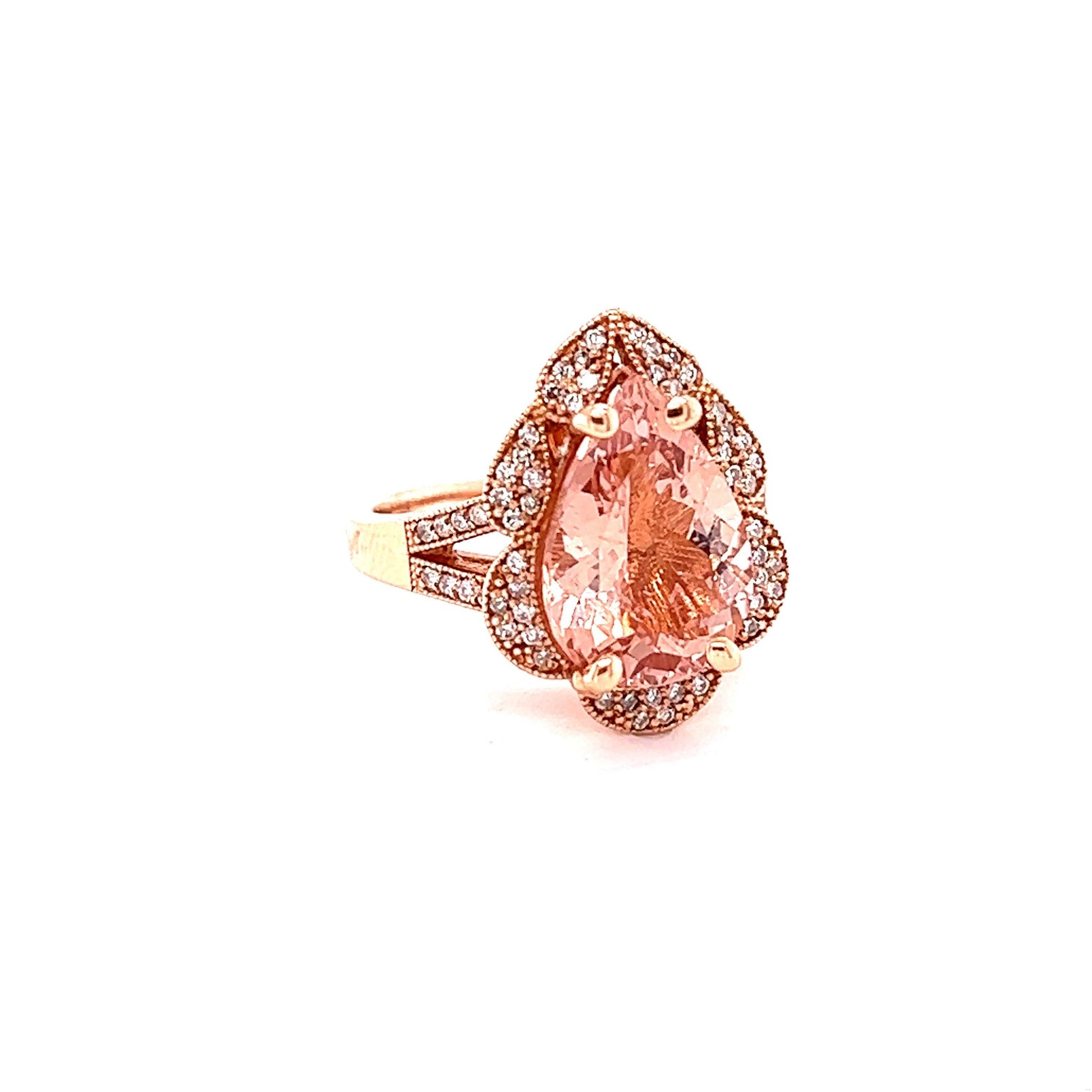 5.01 Carat Morganite Diamond Rose Gold Cocktail Ring