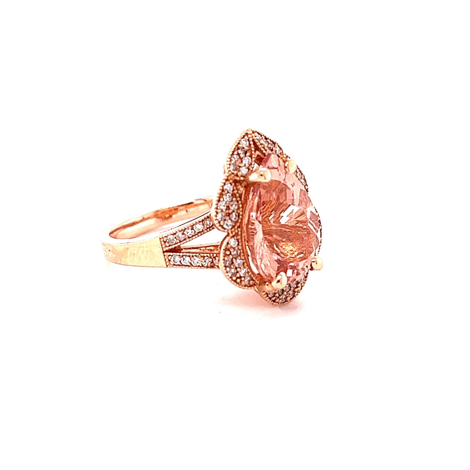 5.01 Carat Morganite Diamond Rose Gold Cocktail Ring