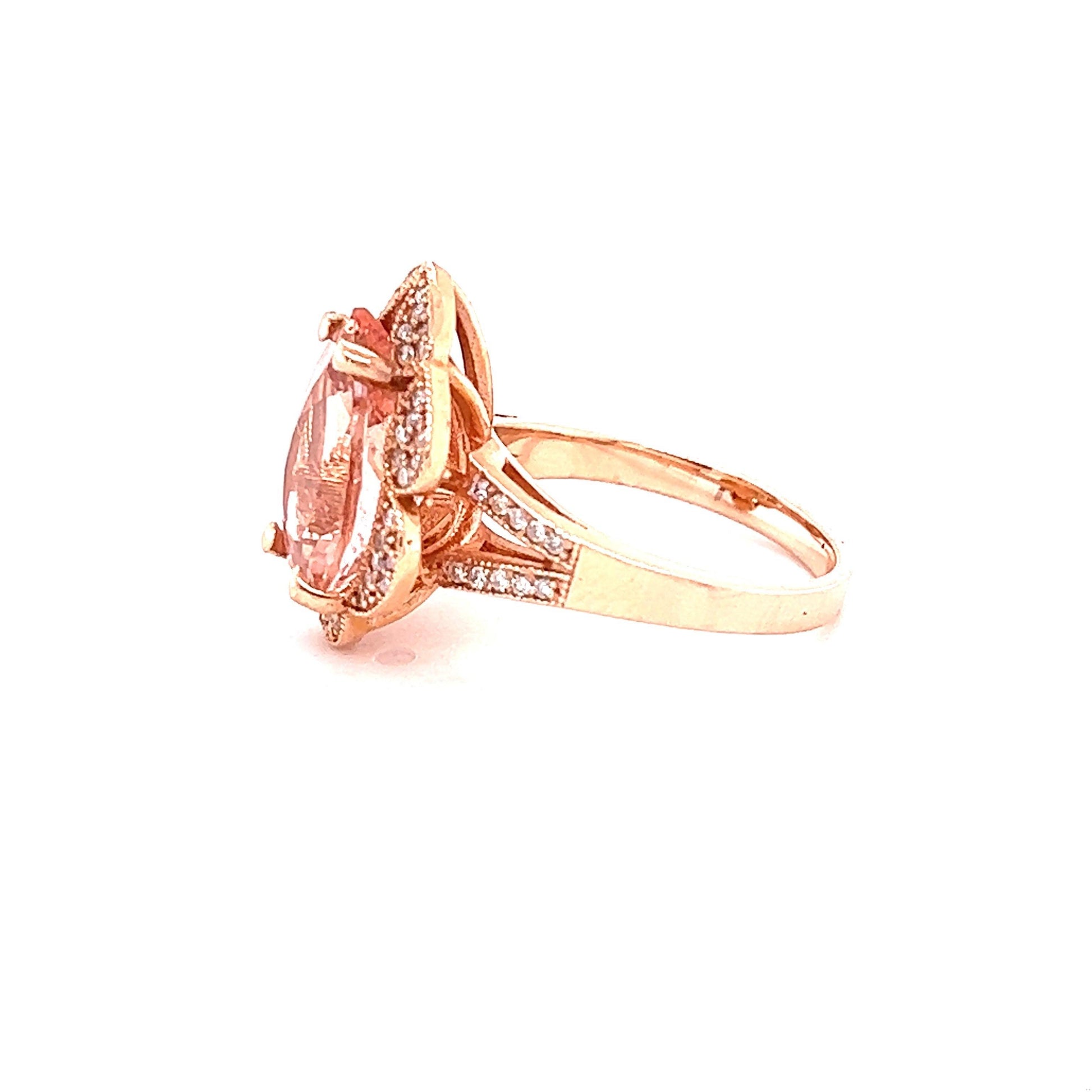 5.01 Carat Morganite Diamond Rose Gold Cocktail Ring