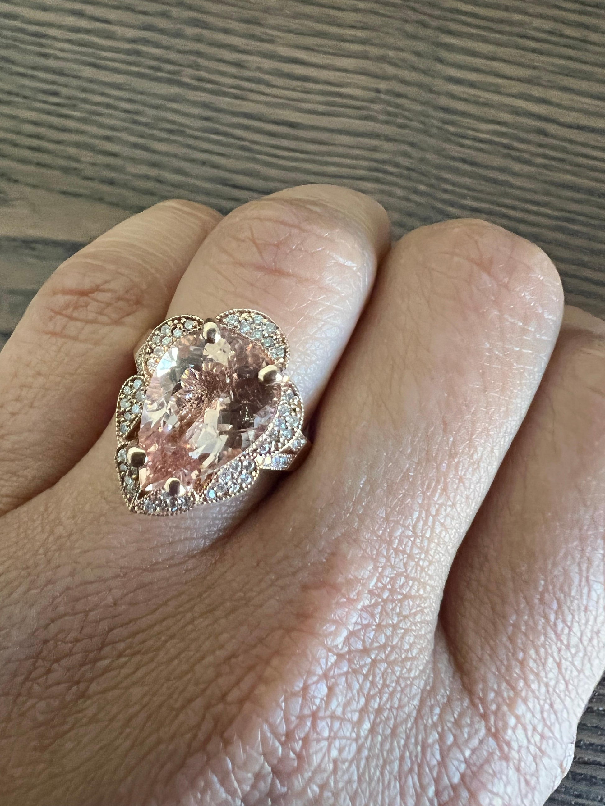 5.01 Carat Morganite Diamond Rose Gold Cocktail Ring