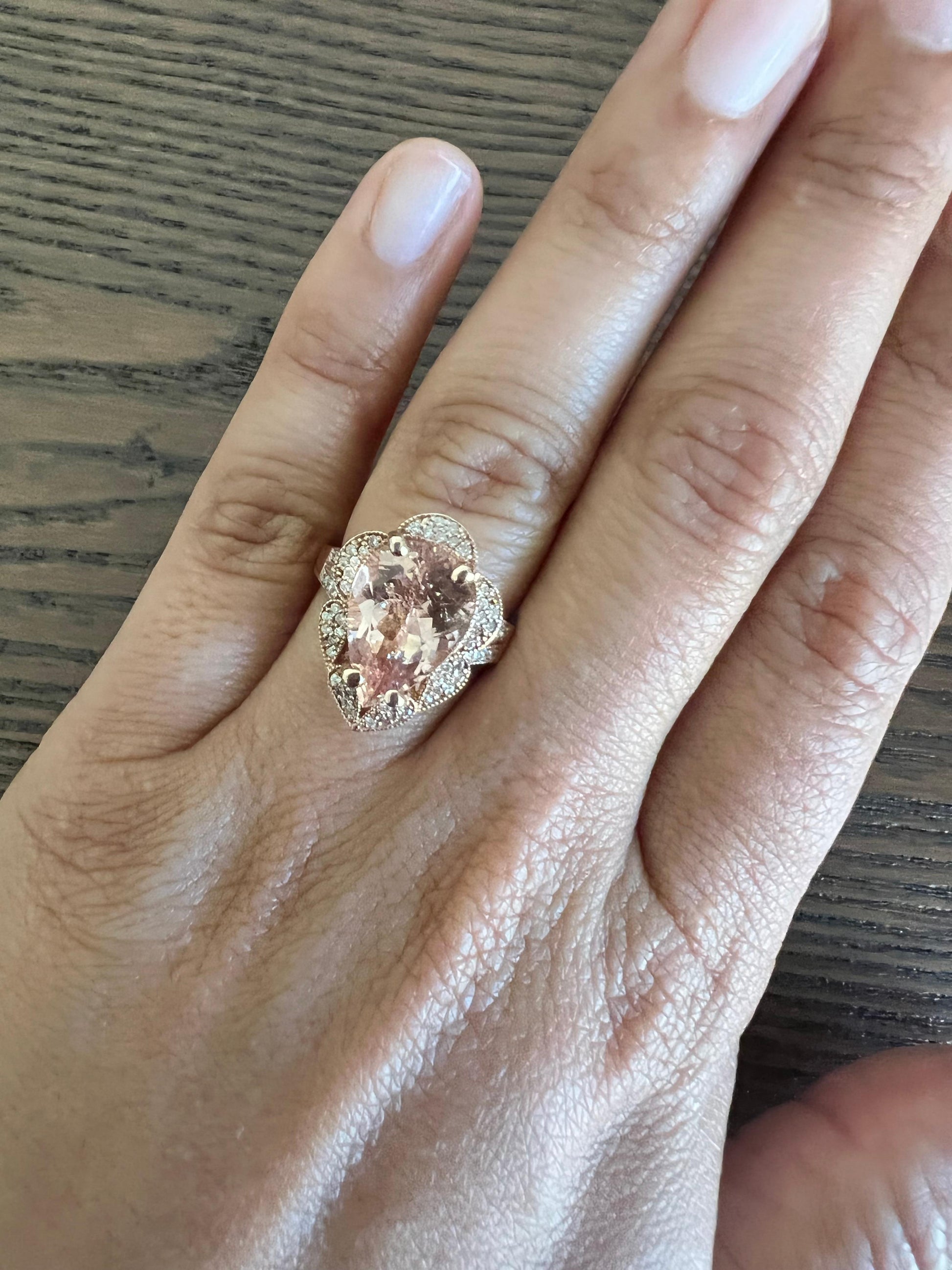 5.01 Carat Morganite Diamond Rose Gold Cocktail Ring