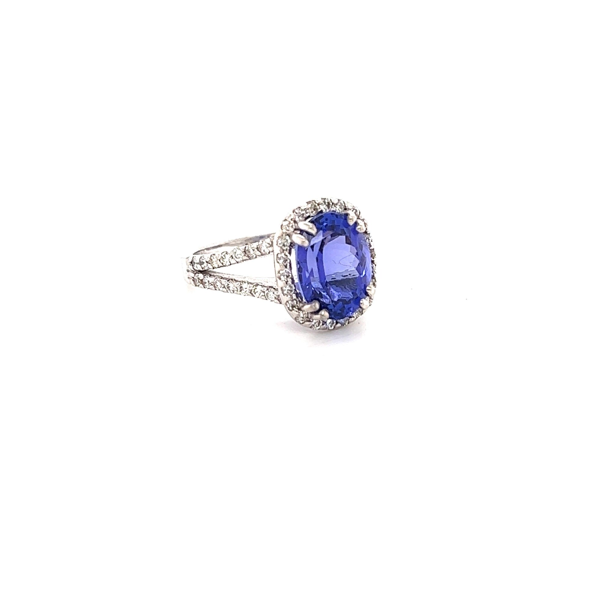 5.08 Carat Tanzanite Diamond 14 Karat White Gold Ring