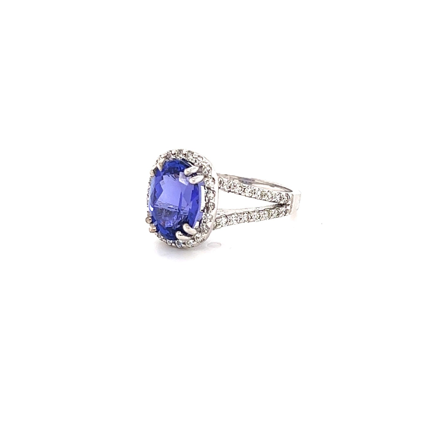 5.08 Carat Tanzanite Diamond 14 Karat White Gold Ring
