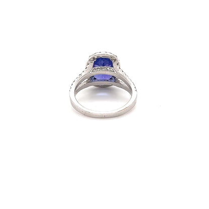 5.08 Carat Tanzanite Diamond 14 Karat White Gold Ring