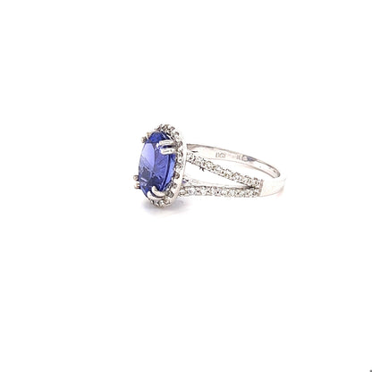 5.08 Carat Tanzanite Diamond 14 Karat White Gold Ring