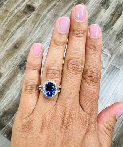 5.08 Carat Tanzanite Diamond 14 Karat White Gold Ring