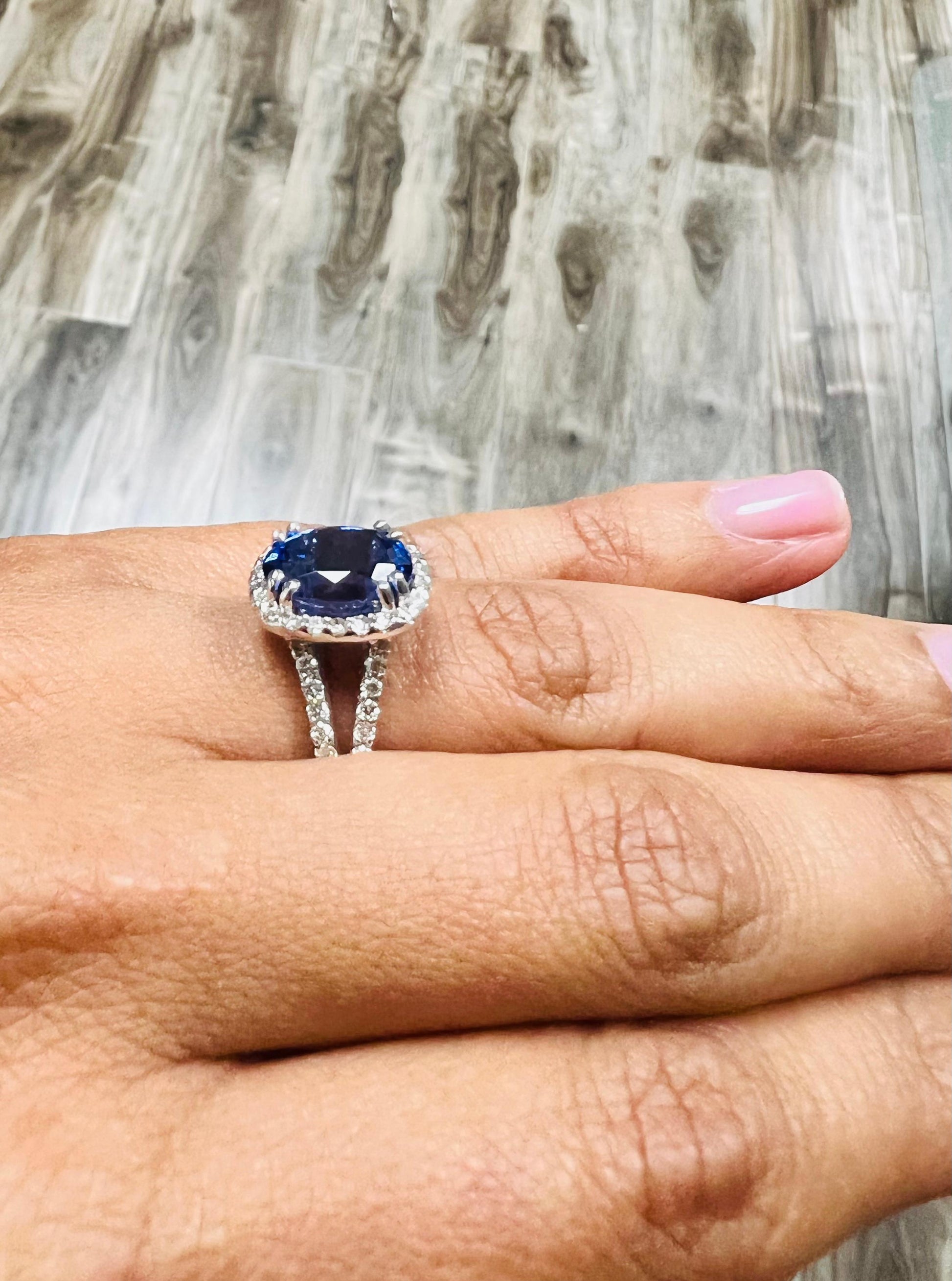 5.08 Carat Tanzanite Diamond 14 Karat White Gold Ring