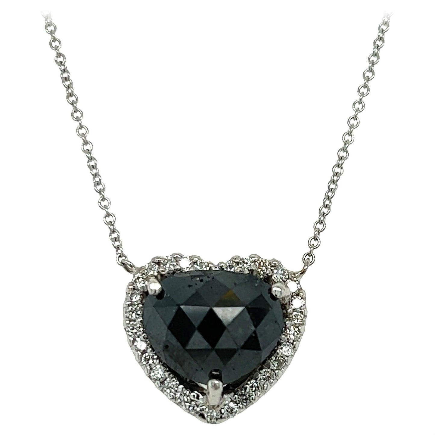 5.11 Carat Black Diamond White Diamond White Gold Chain Necklace