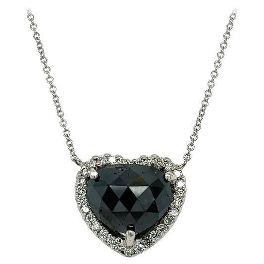 5.11 Carat Black Diamond White Diamond White Gold Chain Necklace