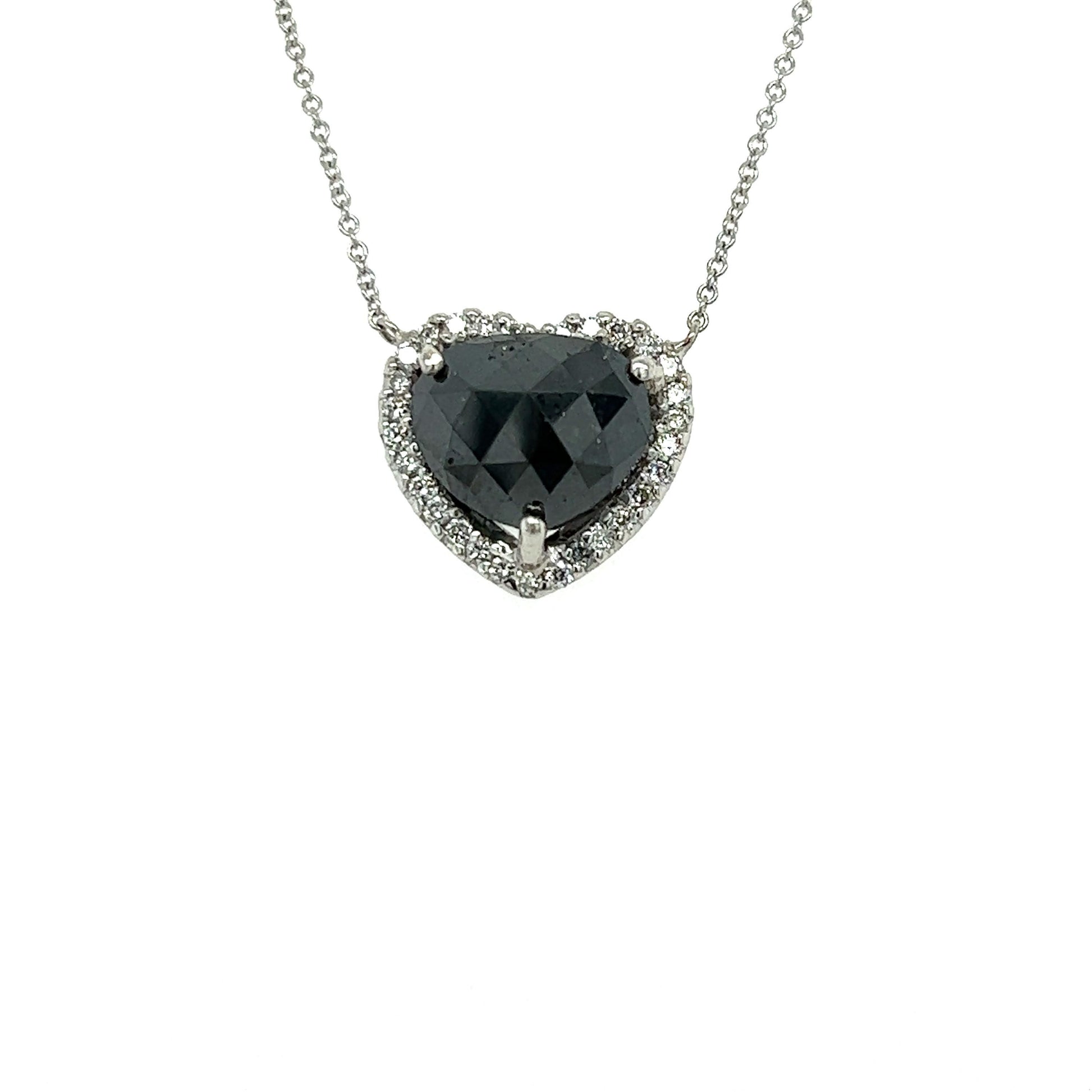 5.11 Carat Black Diamond White Diamond White Gold Chain Necklace