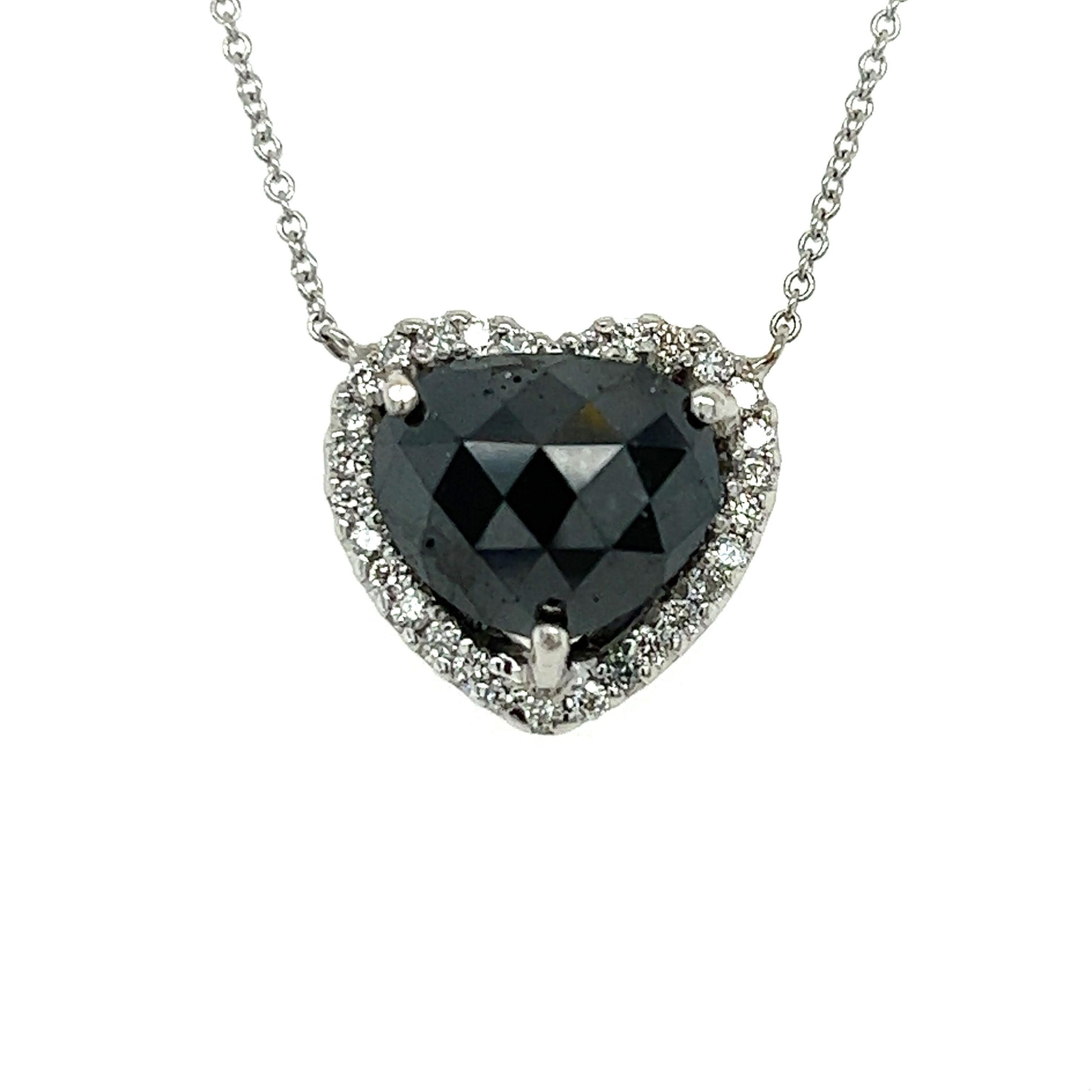 5.11 Carat Black Diamond White Diamond White Gold Chain Necklace