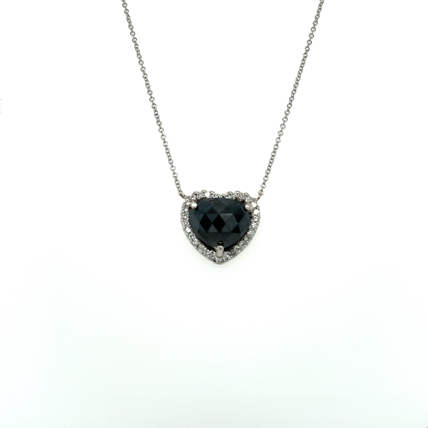 5.11 Carat Black Diamond White Diamond White Gold Chain Necklace