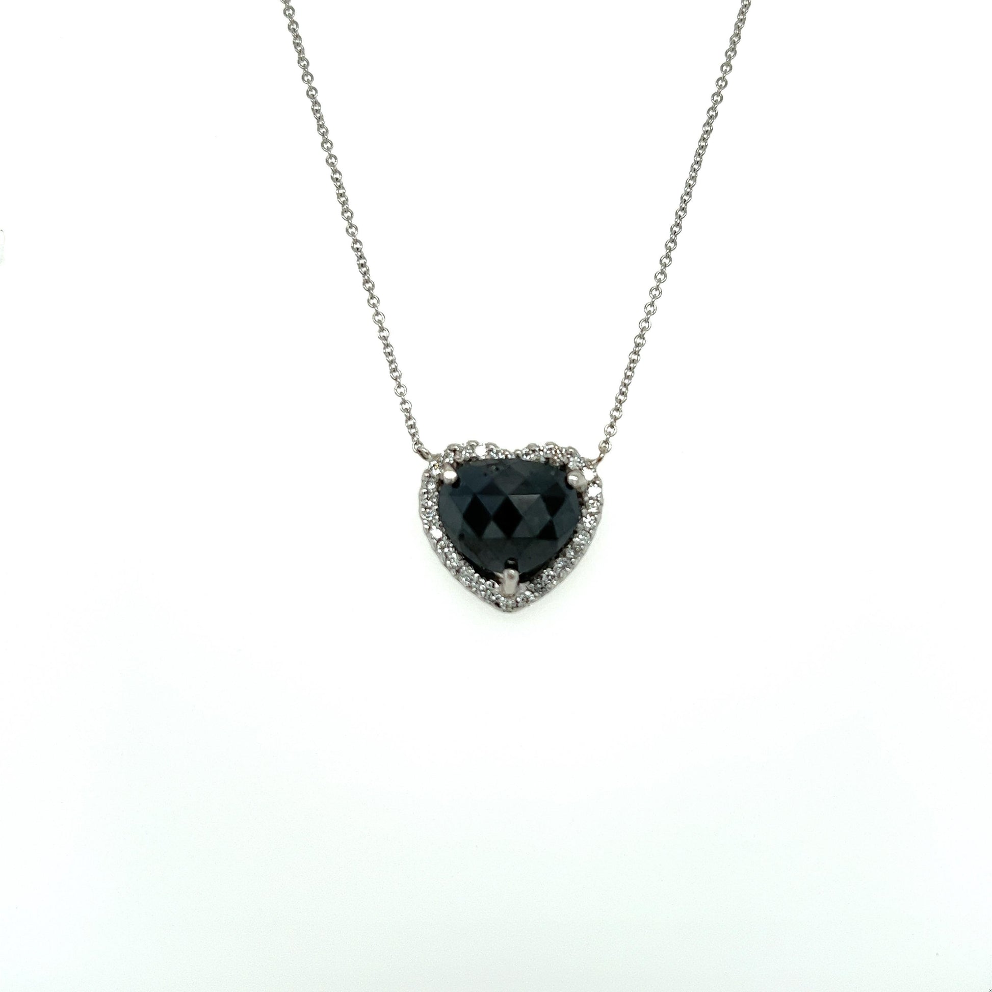 5.11 Carat Black Diamond White Diamond White Gold Chain Necklace