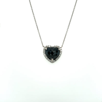 5.11 Carat Black Diamond White Diamond White Gold Chain Necklace