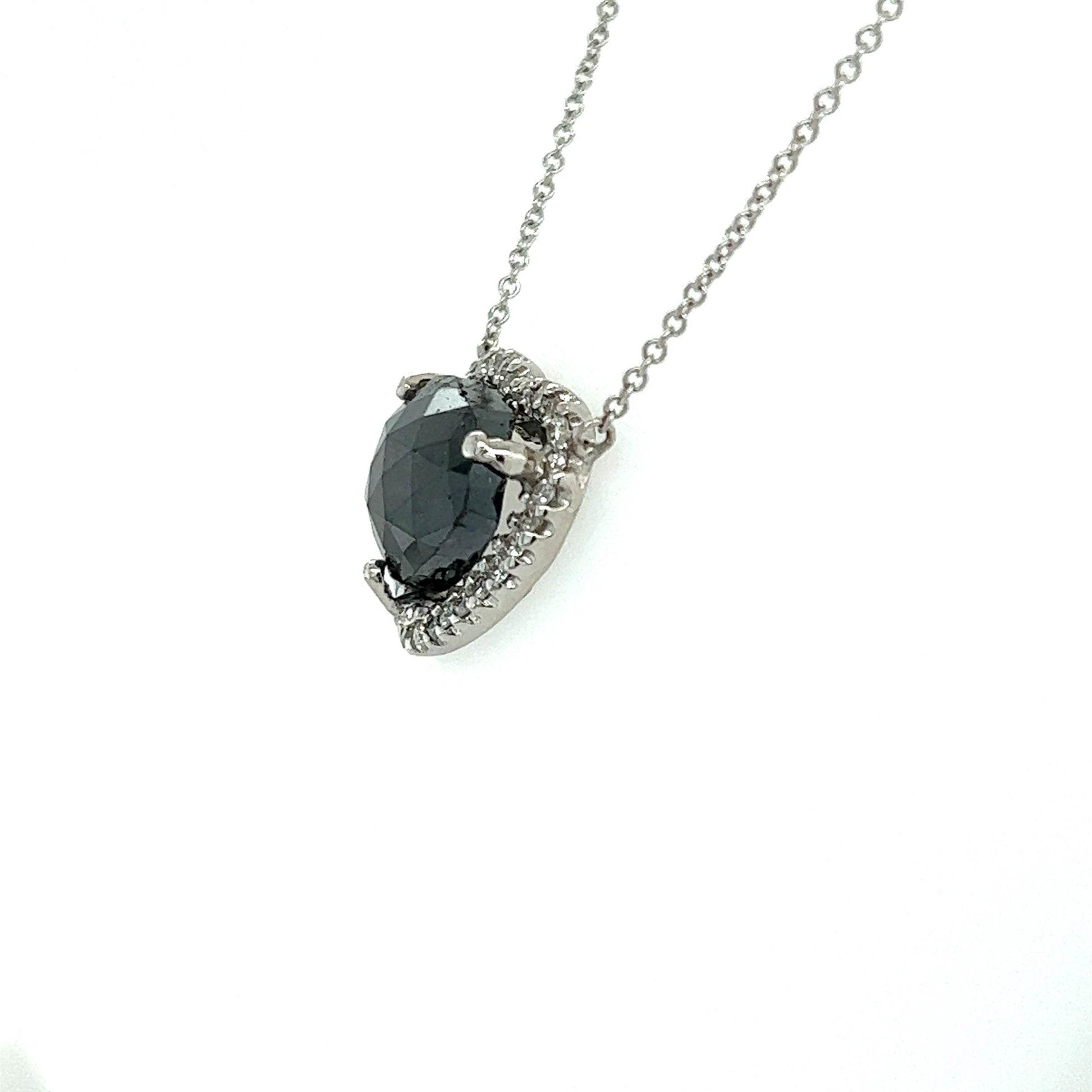 5.11 Carat Black Diamond White Diamond White Gold Chain Necklace