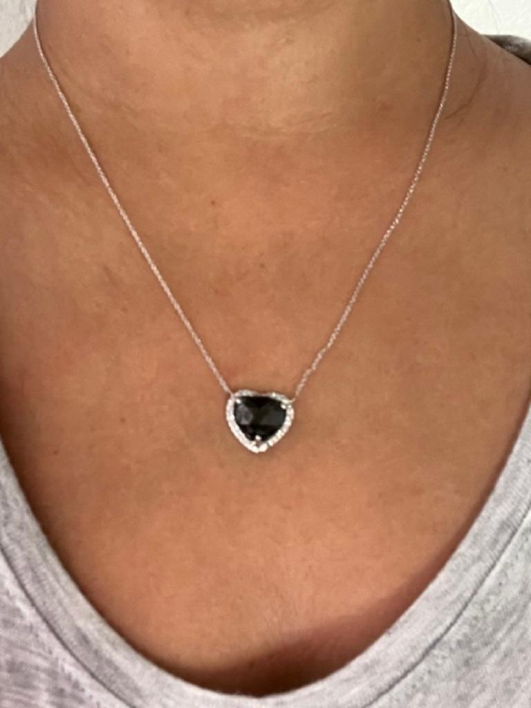 5.11 Carat Black Diamond White Diamond White Gold Chain Necklace