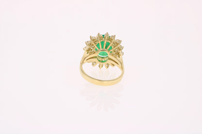 5.18 Carat Emerald Diamond 18 Karat Yellow Gold Cocktail Ring