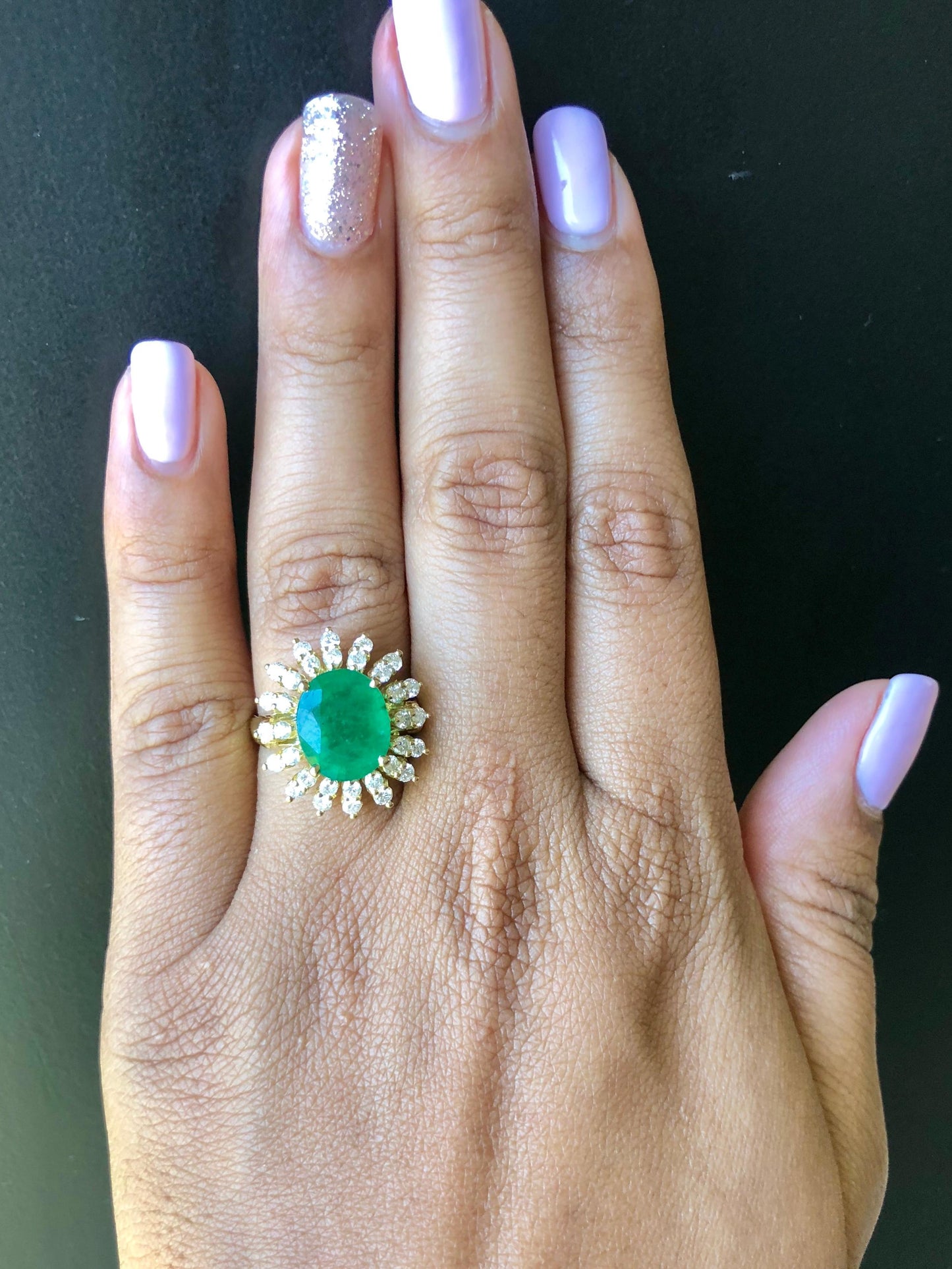 5.18 Carat Emerald Diamond 18 Karat Yellow Gold Cocktail Ring
