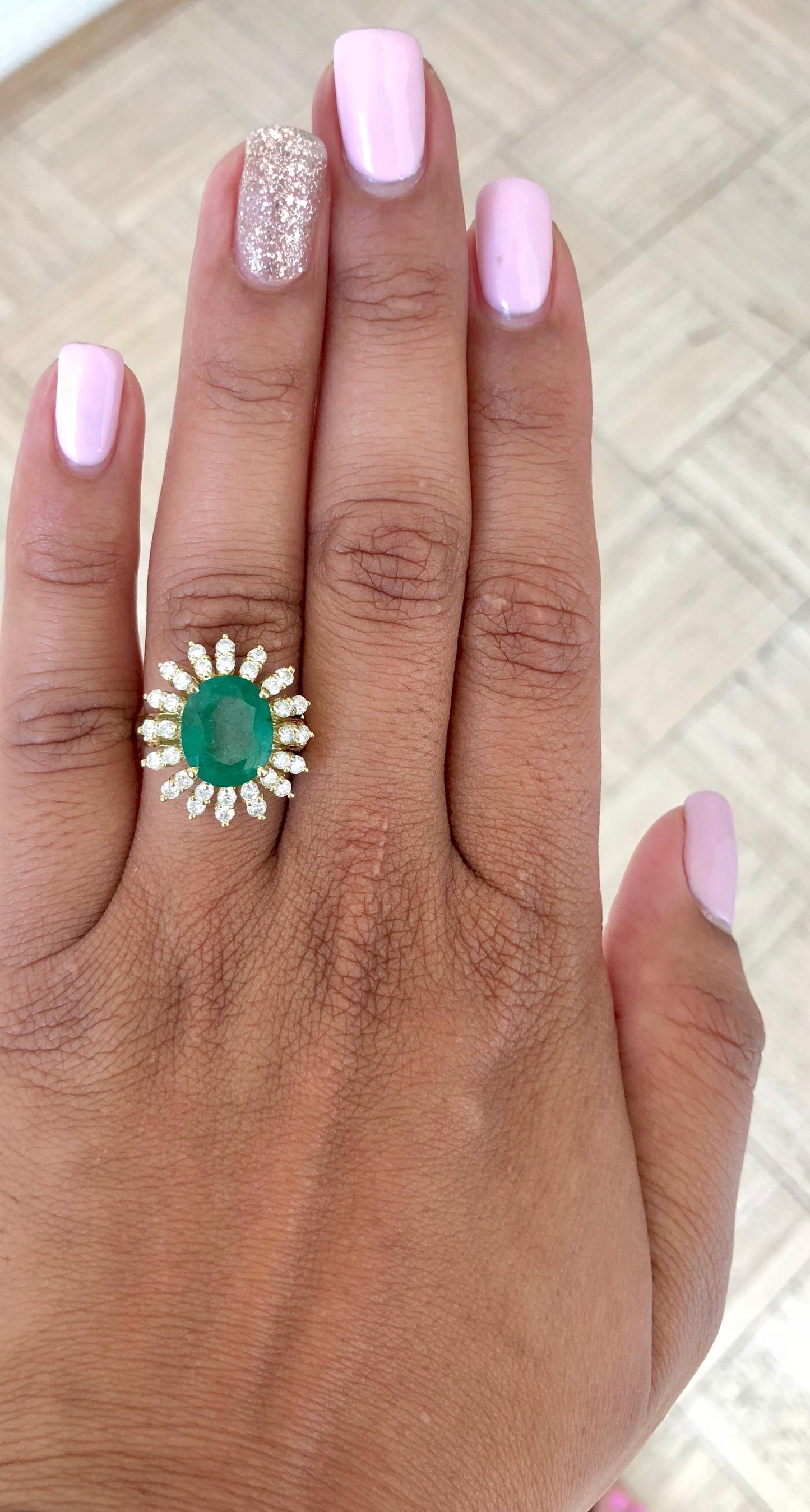 5.18 Carat Emerald Diamond 18 Karat Yellow Gold Cocktail Ring