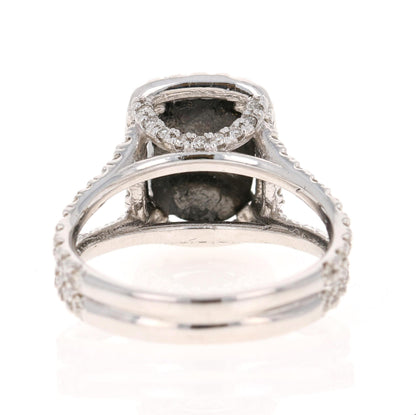 5.19 Carat Black White Diamond White Gold Engagement Ring