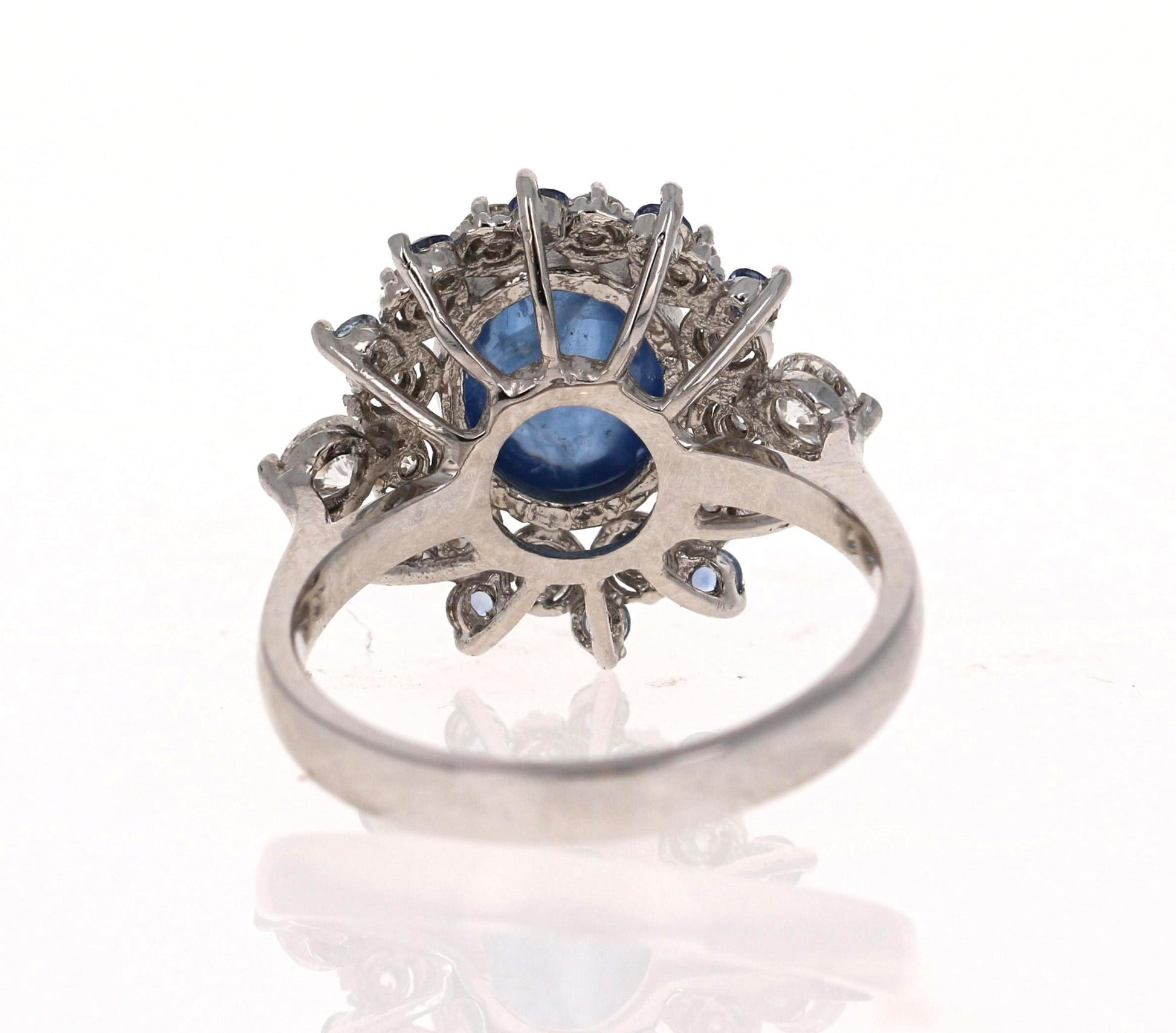 5.20 Carat Sapphire Diamond 14K White Gold Cocktail Ring