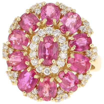 5.29 Carat Ruby Diamond 18 Karat Yellow Gold Cocktail Ring