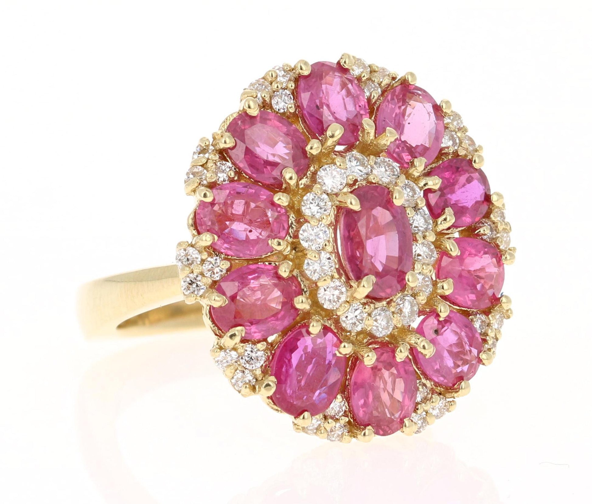 5.29 Carat Ruby Diamond 18 Karat Yellow Gold Cocktail Ring
