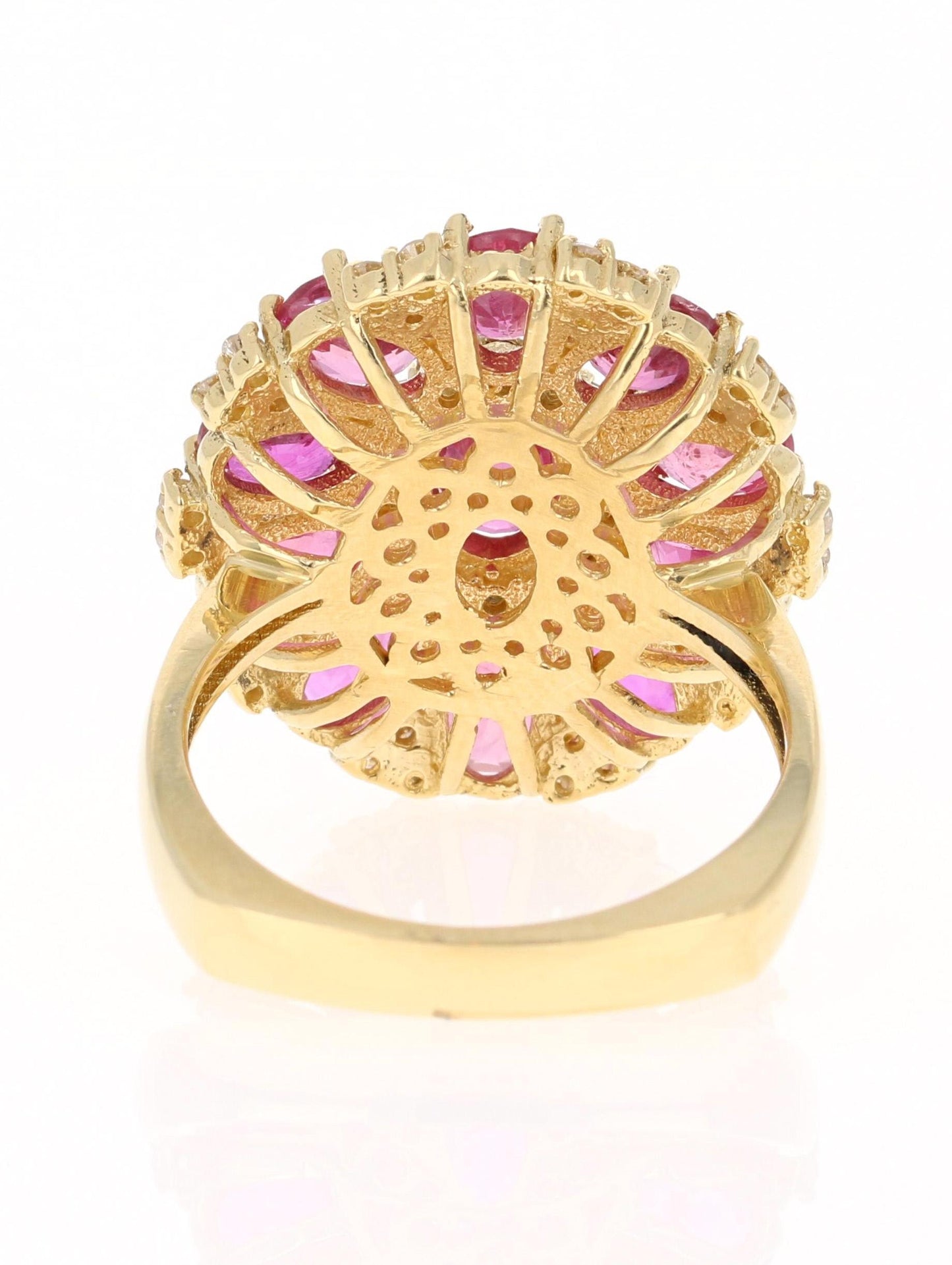 5.29 Carat Ruby Diamond 18 Karat Yellow Gold Cocktail Ring