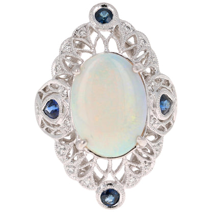 5.39 Carat Opal Diamond Inspired Style Platinum Cocktail Ring