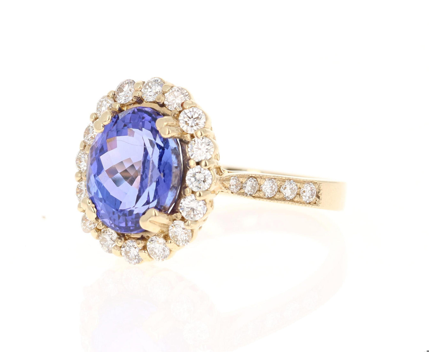 5.42 Carat Tanzanite Diamond 14 Karat Yellow Gold Ring