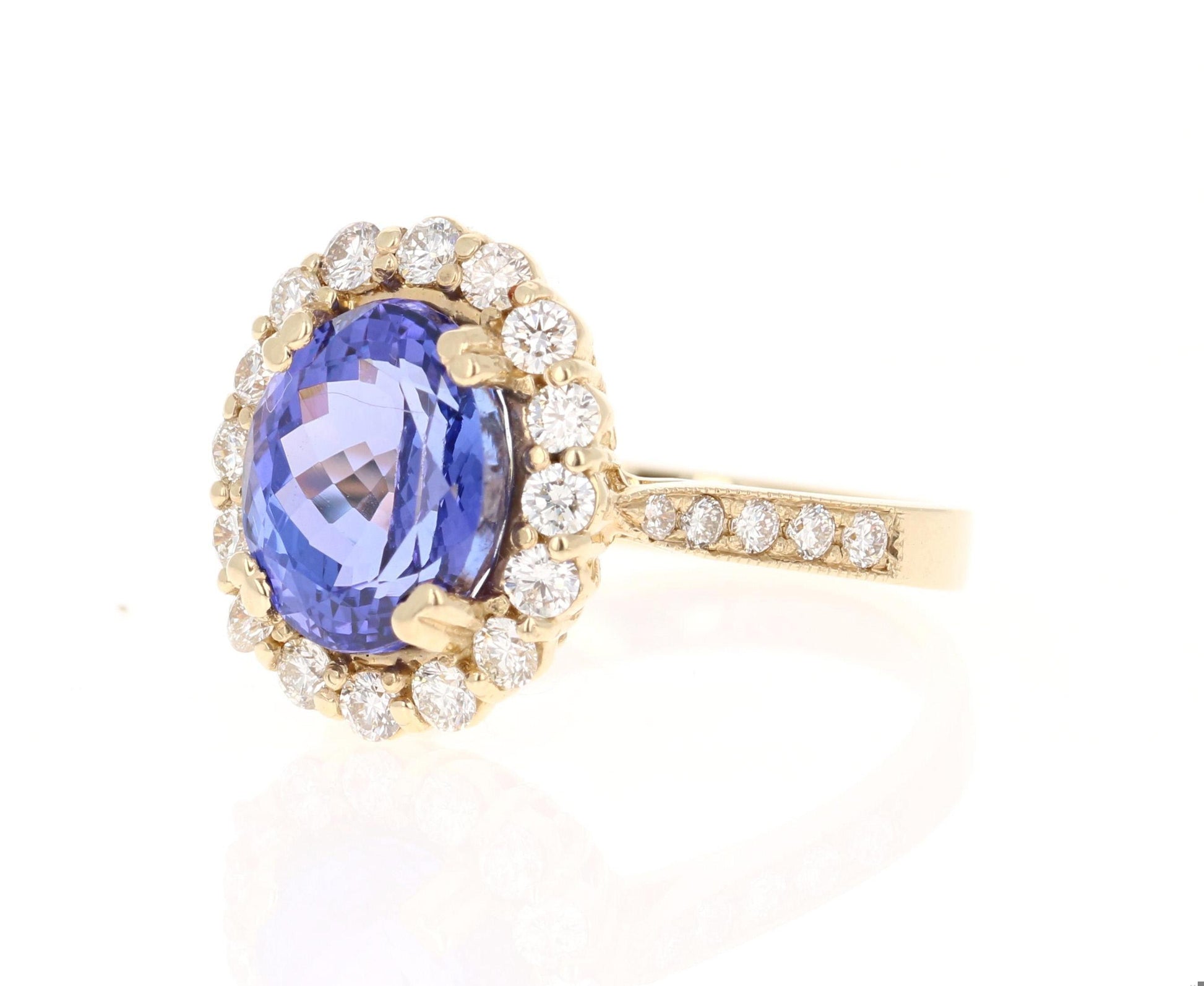 5.42 Carat Tanzanite Diamond 14 Karat Yellow Gold Ring
