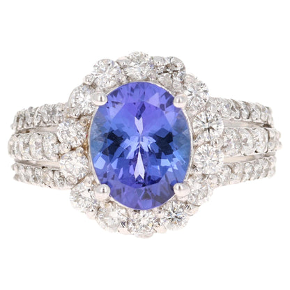 5.48 Carat Tanzanite Diamond 18 Karat White Gold Ring
