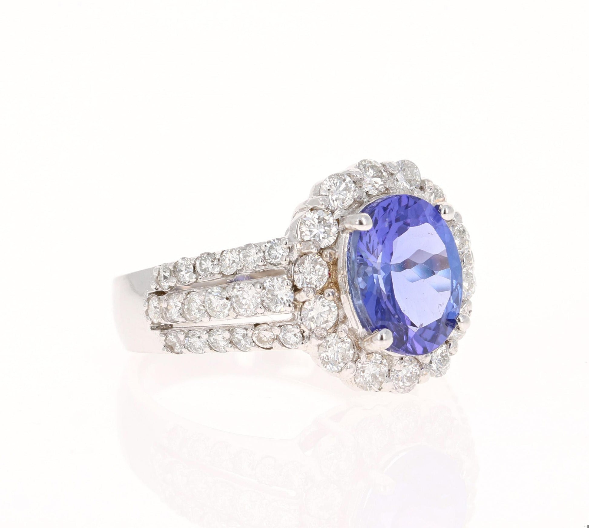 5.48 Carat Tanzanite Diamond 18 Karat White Gold Ring
