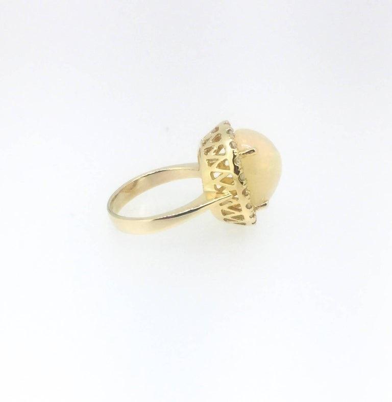 5.96 Carat Oval Cut Opal Diamond Yellow Gold Ring