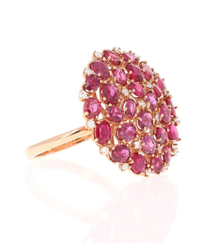 6.03 Carat Ruby Diamond 14 Karat Rose Gold Cocktail Ring