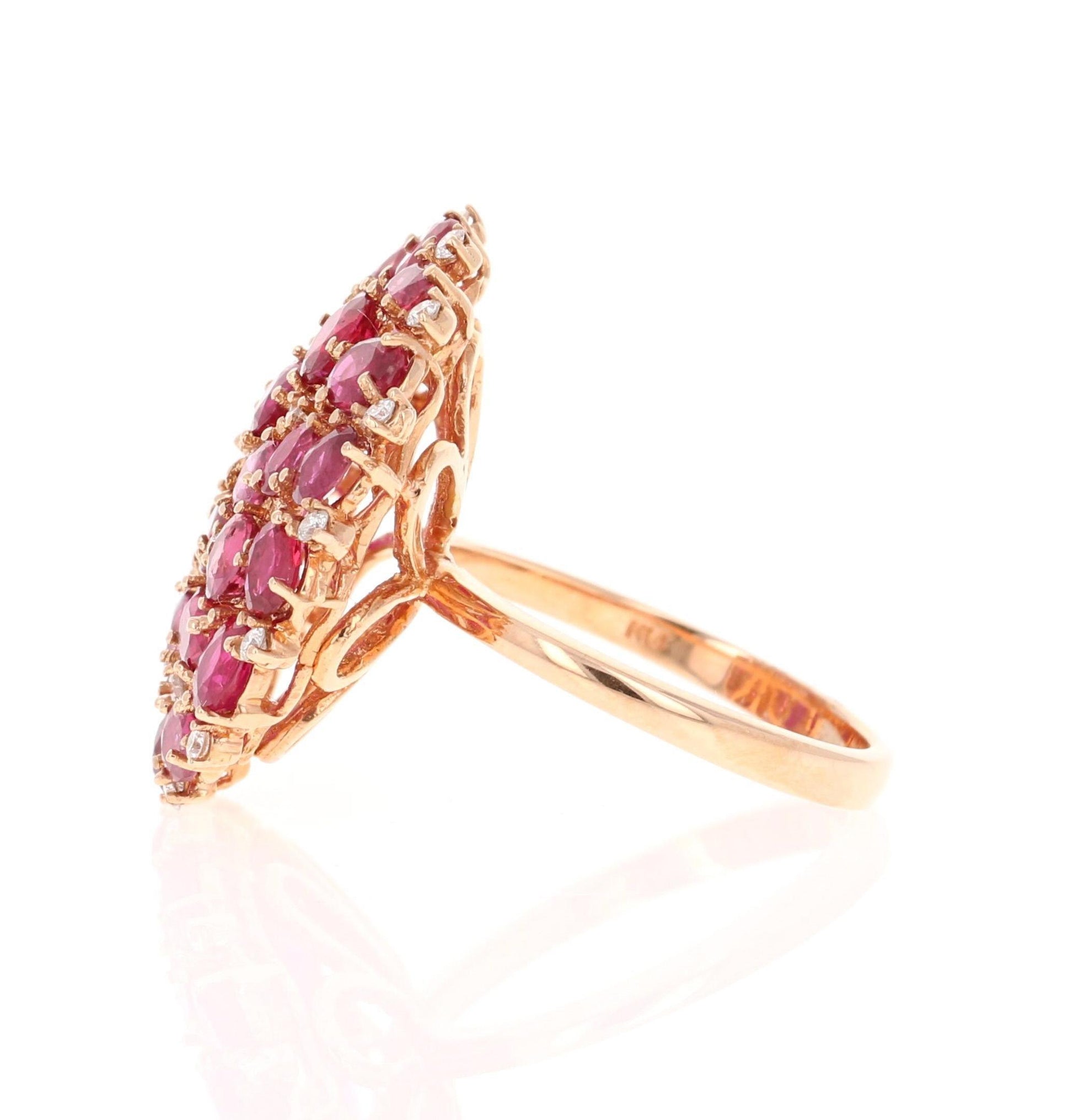 6.03 Carat Ruby Diamond 14 Karat Rose Gold Cocktail Ring